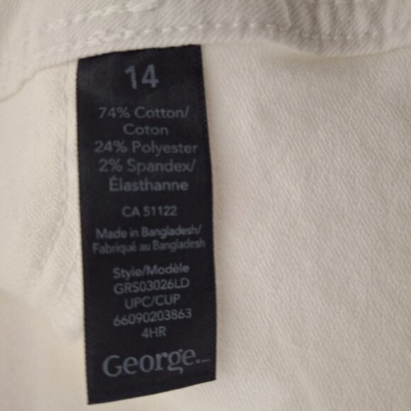 Cropped White Capris George Size 14 Jean Style Zippered Slim Fit Stretchy - Picture 11 of 14